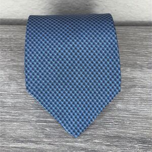 Vitaliano Pancaldi 100% Silk Neck Tie Blue Check Print Designer Luxury Italy